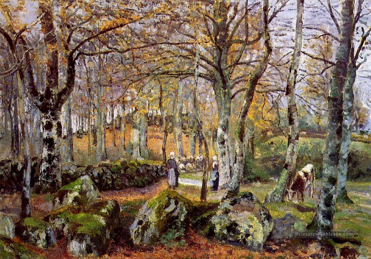 paysage avec des rochers montfoucault 1874 Camille Pissarro Peintures à l'huile